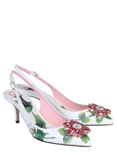 Shop Dolce & Gabbana Floral Embellished Slingback Pumps In Multi