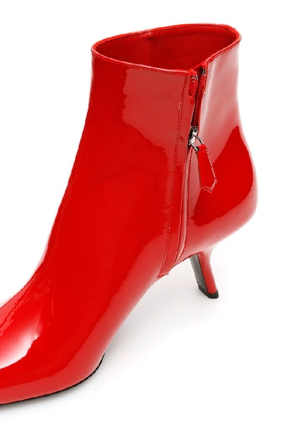 Shop Prada Stiletto Ankle Boots In Red