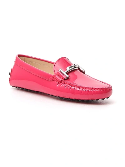 Shop Tod's Gommino Logo Embellished Loafers In Pink