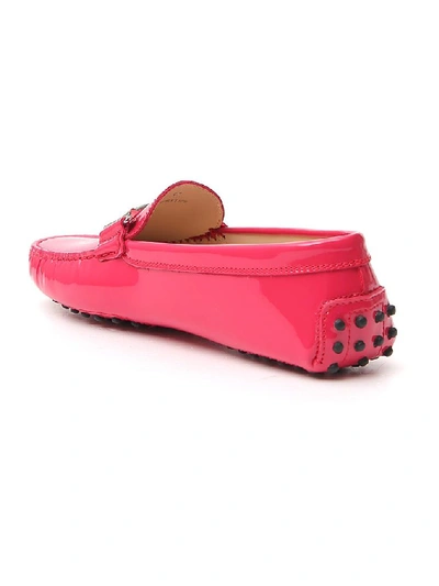 Shop Tod's Gommino Logo Embellished Loafers In Pink