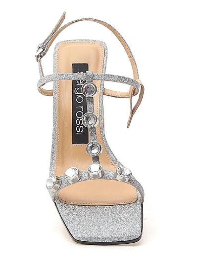 Shop Sergio Rossi Sr1 60mm Embellished Sandals In Silver