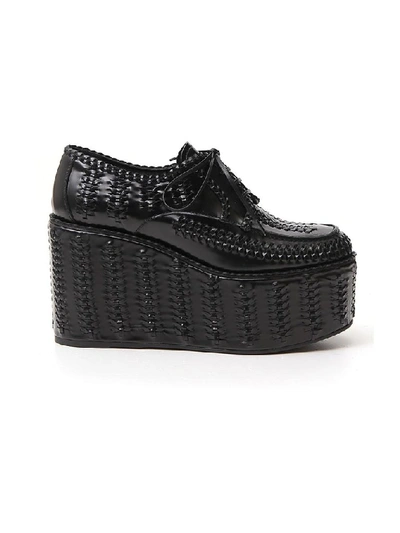 Shop Prada Braided Platform Shoes In Black