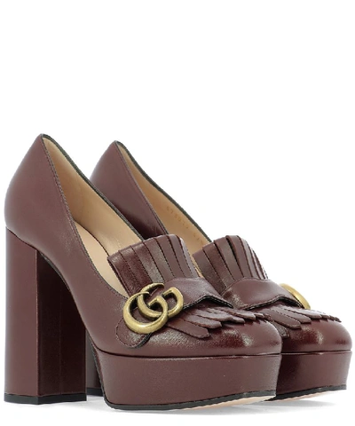 Shop Gucci Gg Kiltie Platform Pumps In Brown