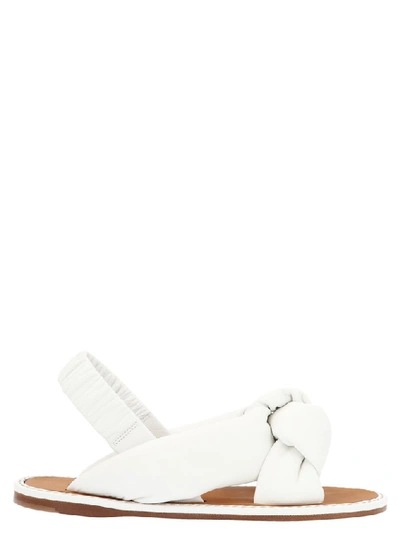 Shop Miu Miu Knotted Sandals In White