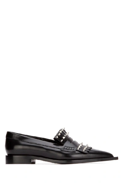 Shop Alexander Mcqueen Kiltie Studded Loafers In Black