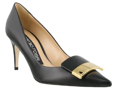 Shop Sergio Rossi Metal Detail Pointed Toe Pumps In Black