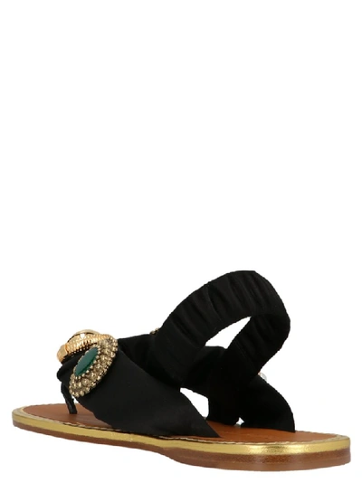 Shop Miu Miu Embellished Jewellery Thong Sandals In Black
