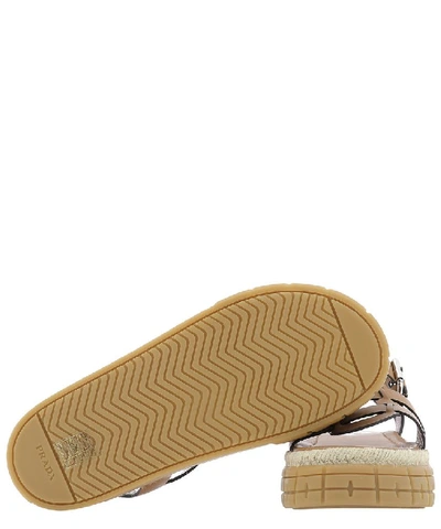 Shop Prada Woven Straps Espadrilles Sandals In Brown