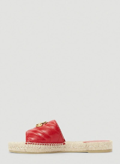 Shop Gucci Double G Espadrille Sandals In Red