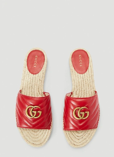 Shop Gucci Double G Espadrille Sandals In Red