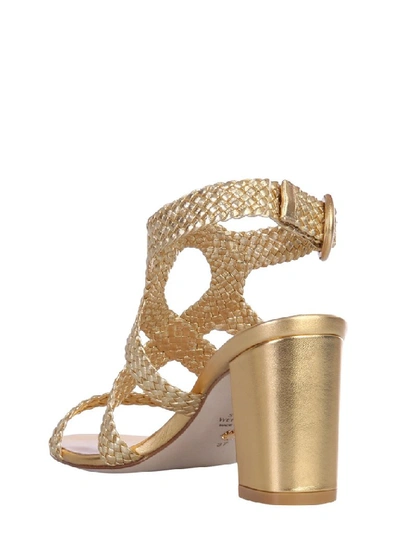 Shop Stuart Weitzman Vicky 75 Woven Sandals In Gold