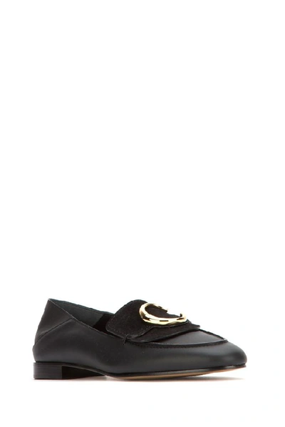 Shop Chloé C Buckle Loafers In Black