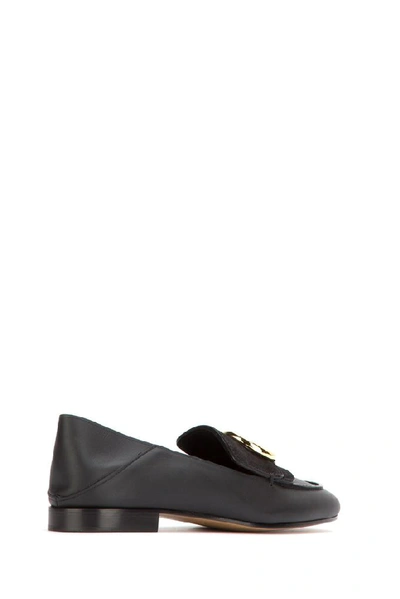 Shop Chloé C Buckle Loafers In Black