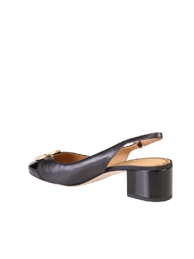 Shop Tory Burch Minnie Cap Toe Slingback Flat Shoes In Black