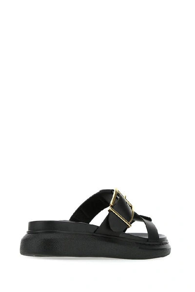 Shop Alexander Mcqueen Hybrid Buckle Detail Slides In Black