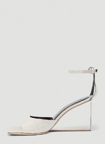 Shop By Far Dima Wedge Sandals In Grey