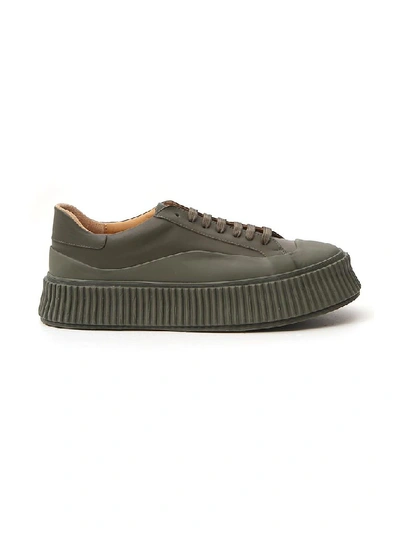 Shop Jil Sander Platform Sole Sneakers In Green