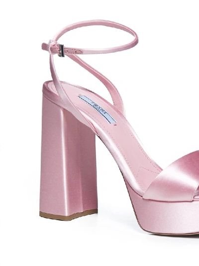 Shop Prada Block Heel Platform Sandals In Pink