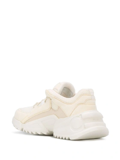 Shop Ferragamo Salvatore  Chunky Sole Sneakers In White