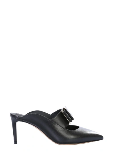 Shop Ferragamo Salvatore  Double Bow Mules In Black