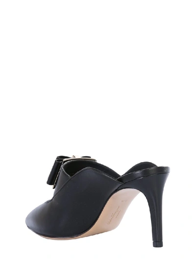 Shop Ferragamo Salvatore  Double Bow Mules In Black