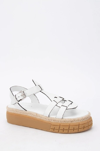 Shop Prada Woven Straps Espadrilles Sandals In White