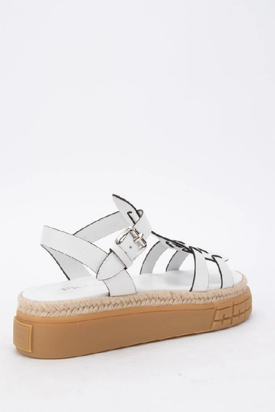 Shop Prada Woven Straps Espadrilles Sandals In White