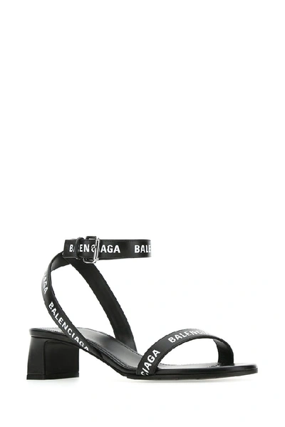 Shop Balenciaga Logo Printed Strap Sandals In Black