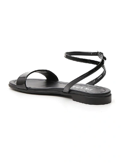 Shop Prada Logo Plaque Sandals In Black