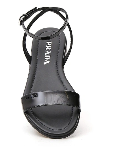 Shop Prada Logo Plaque Sandals In Black