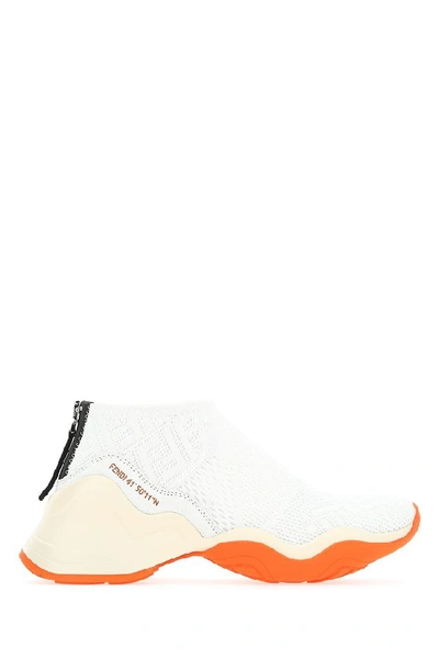 Shop Fendi Ff Logo Motif Mesh Jacquard Sock Sneakers In White