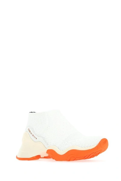 Shop Fendi Ff Logo Motif Mesh Jacquard Sock Sneakers In White