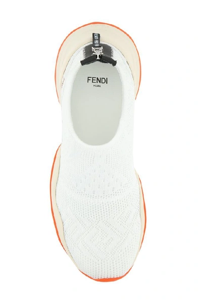 Shop Fendi Ff Logo Motif Mesh Jacquard Sock Sneakers In White