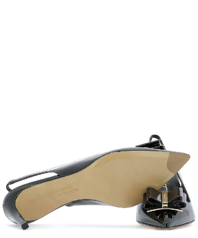 Shop Ferragamo Salvatore  Double Bow Slingback Pumps In Black