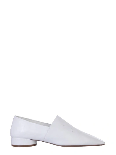 Shop Maison Margiela Signature Stitching Pointy Toe Loafers In White