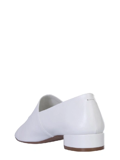 Shop Maison Margiela Signature Stitching Pointy Toe Loafers In White