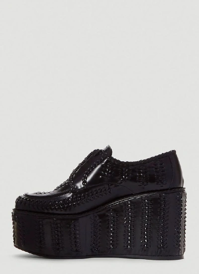 Shop Prada Lace Up Wedges In Black