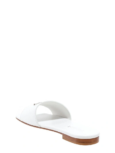 Shop Prada Logo Plaque Slides In White