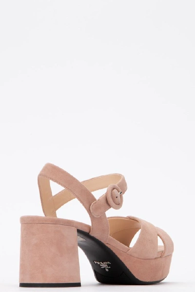 Shop Prada Cross Straps Platform Sandals In Pink