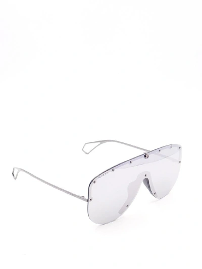 Shop Gucci Eyewear Oversized Mask Sunglasses In Silver
