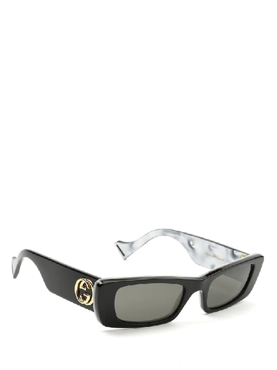 Shop Gucci Eyewear Rectangle Frame Sunglasses In Multi
