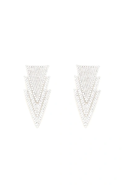 Shop Alessandra Rich Triangle Earrings In Silver