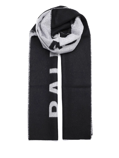 Shop Balenciaga Oversized Logo Scarf In Black