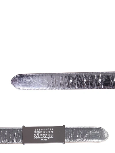 Shop Maison Margiela Engraved Clasp Belt In Silver