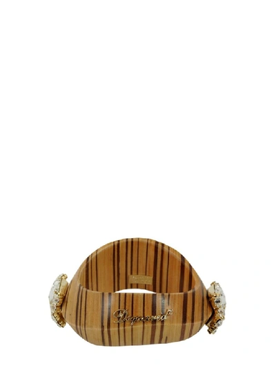 Shop Dsquared2 Embellished Wooden Bracelet In Brown