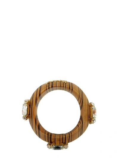 Shop Dsquared2 Embellished Wooden Bracelet In Brown