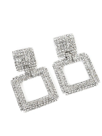 Shop Alessandra Rich Square Clip On Earrings In Silver