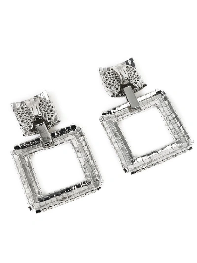 Shop Alessandra Rich Square Clip On Earrings In Silver