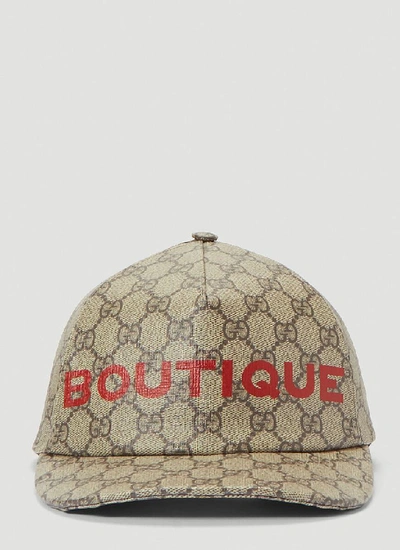 Shop Gucci Boutique Print Baseball Cap In Brown