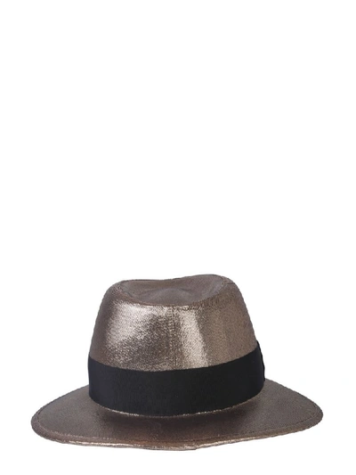 Shop Saint Laurent Wide Brim Trilby Hat In Gold